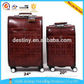 Hi-Q high quality Retro brown business 4 wheels travel pu leather luggage set